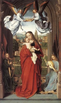 virgen y niño con cuatro ángeles wga Gerard David Pinturas al óleo